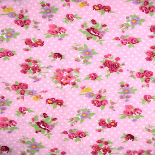 Feldman Pink Flowers &#x26; Dots Cotton Flannel